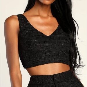Black tweed crop top